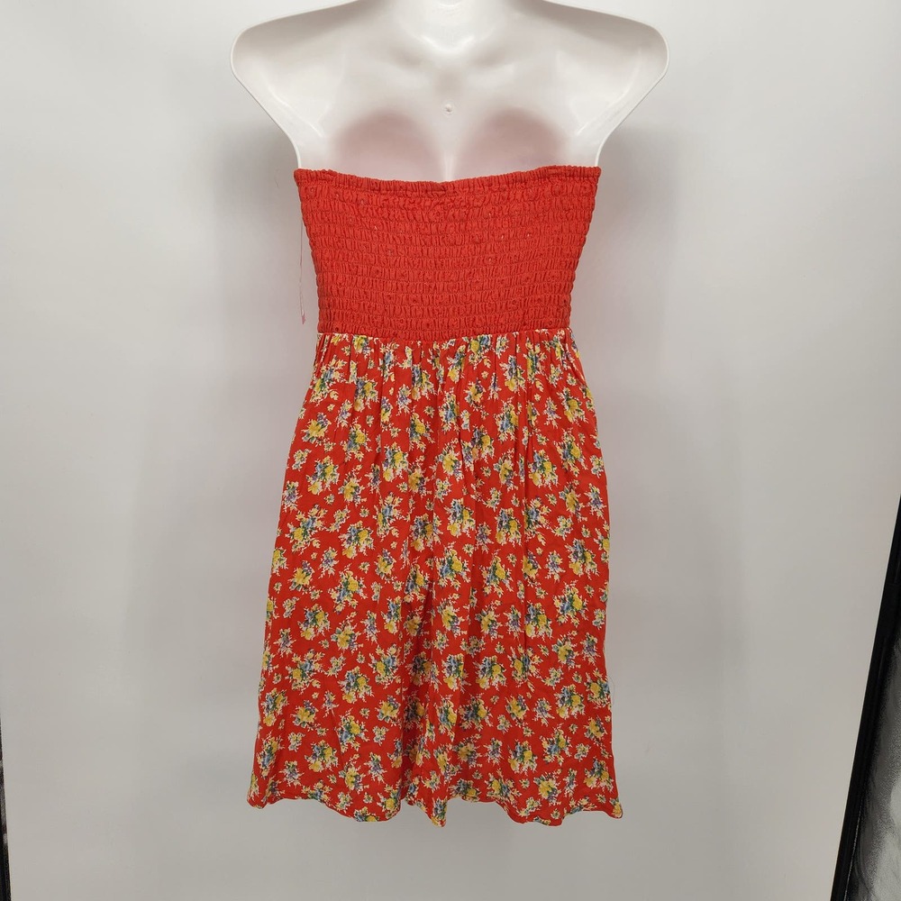NWT Xhilaration Orange Eyelet with Floral Skirt Sleeveless Dress Women's M - Picture 7 of 7